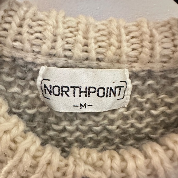 VTG M NORTHPOINT charming grey-beige landscape sheep pastoral hand knit cardigan - Picture 4 of 10